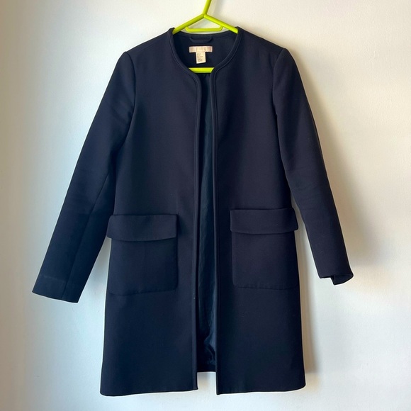 Longline black open front blazer cardigan size 6 business casual - Picture 1 of 9